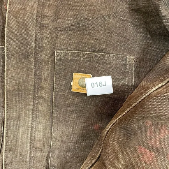 Carhartt J22 Duck Jacket Brown Hooded Workwear Distressed Mens XL - Picture 11 of 11